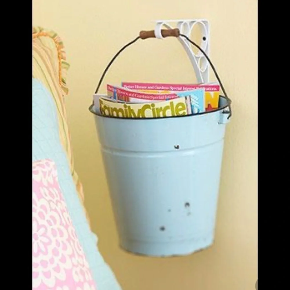 Antique Metal Enamel Bucket Farmhouse Primitive